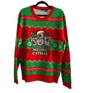 Mad Engine Ugly Sweater Meowy Christmas Cats Kitties Holiday Party NEW XXL
